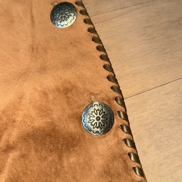 Vintage Char Santa Fe suede Leather Button Skirt - Picture 2 of 11